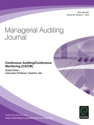 cover image of Managerial Auditing Journal, Volume 31, Number 1